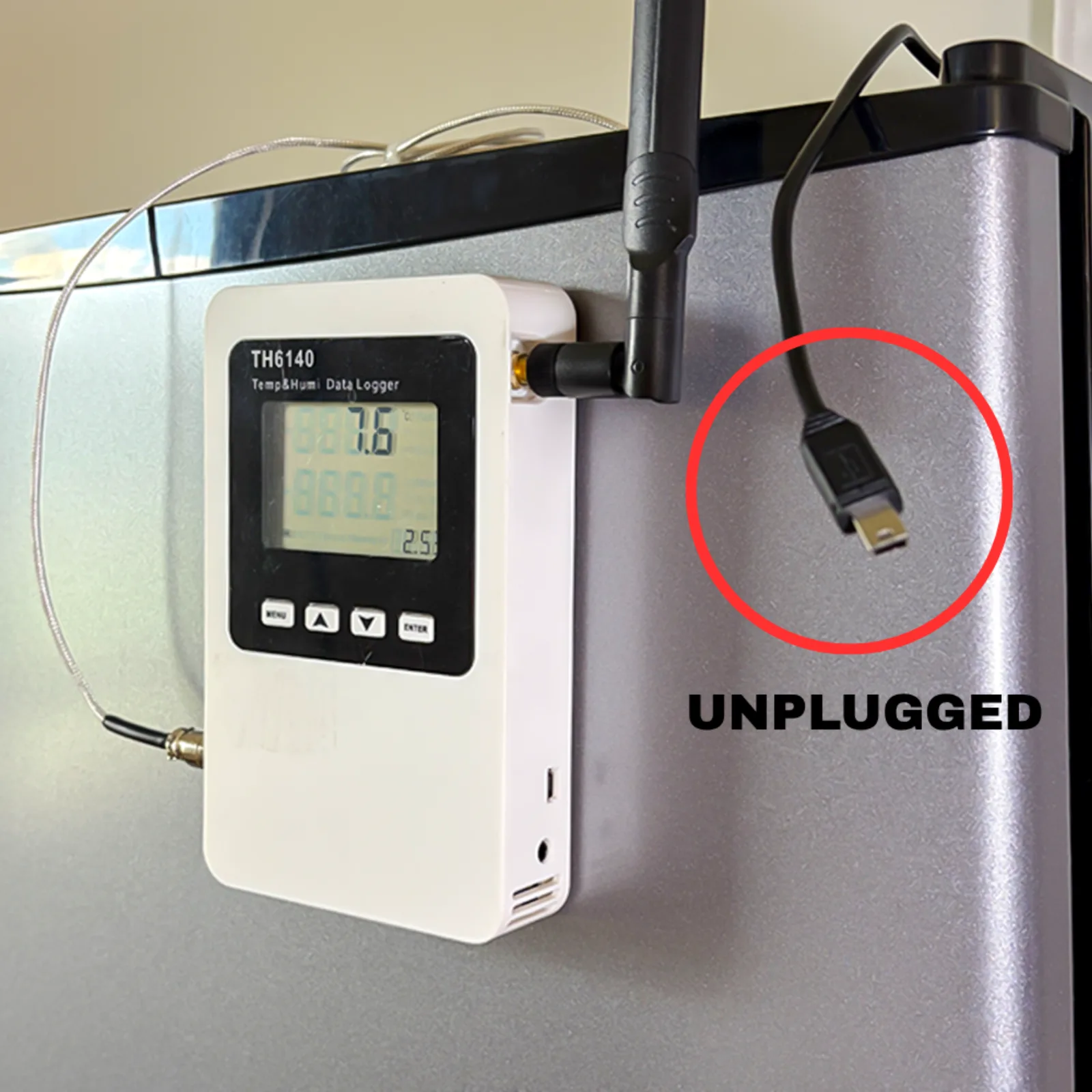 power cable disconnected, display still on